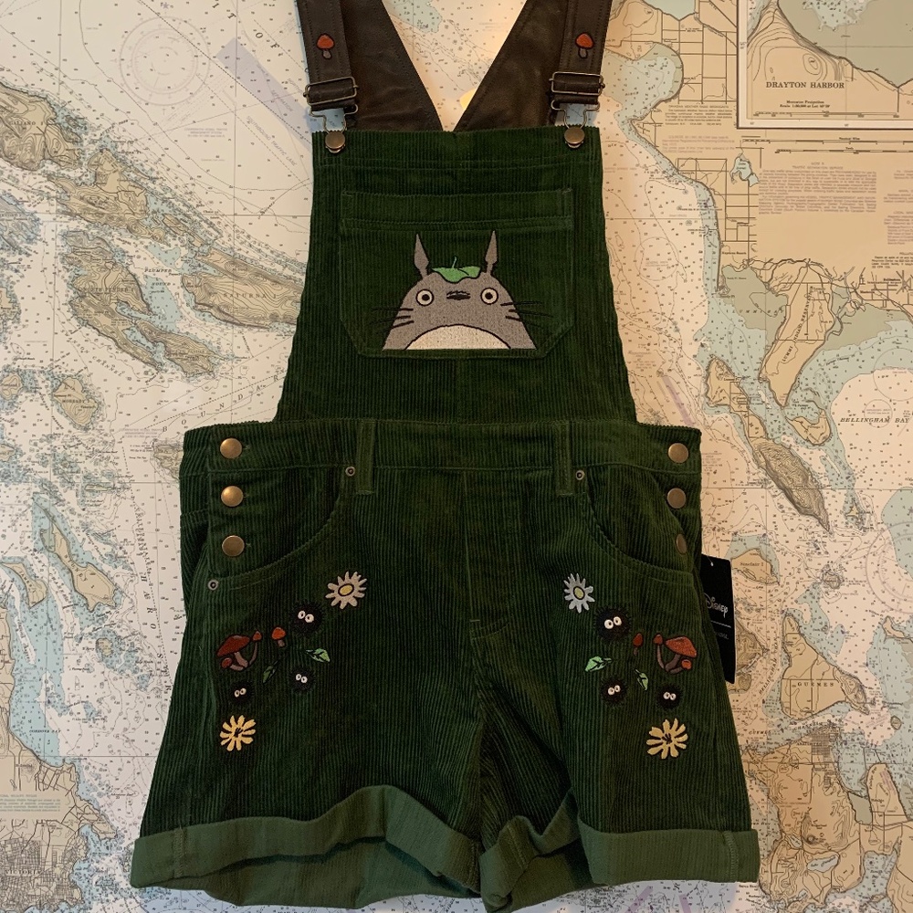 NWT Totoro Short Overalls